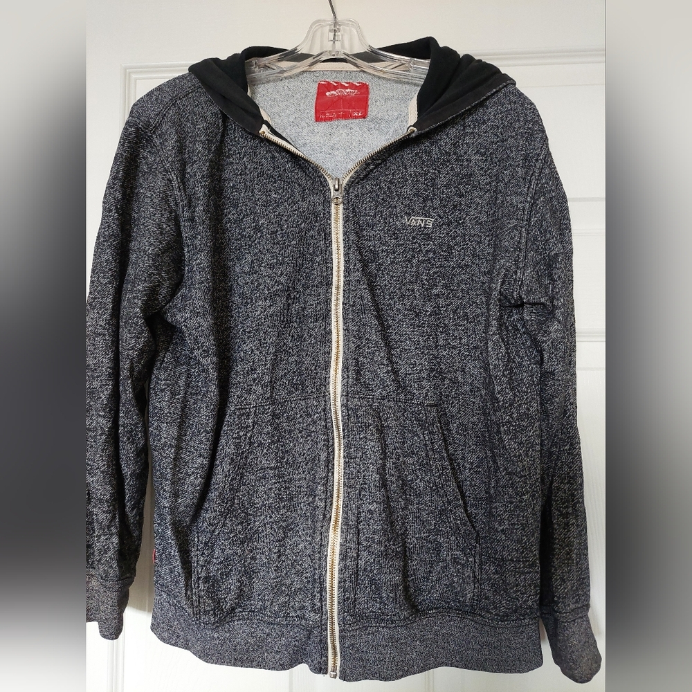 Vans Off The Wall Zipper Gray XL Unisex lined Hoodie w/Pockets VTG Y2K Skater